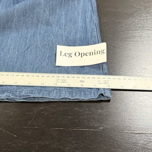 NWT Angie Chambray Denim Flare Wide Leg Bib Overalls Jumpsuit Womens XL - Picture 12 of 12